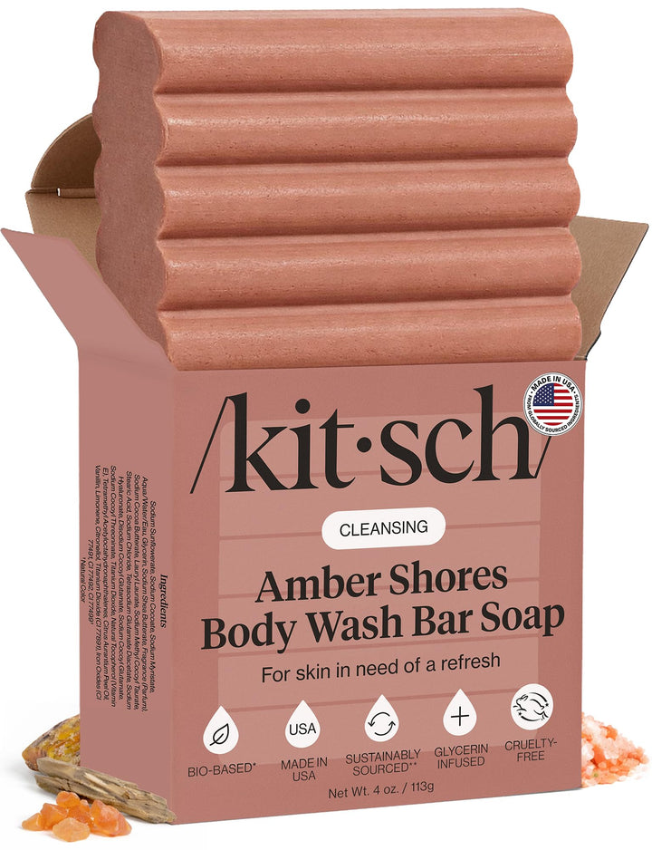 Kitsch amber shores front packaging showing bar and branding for easy recognition