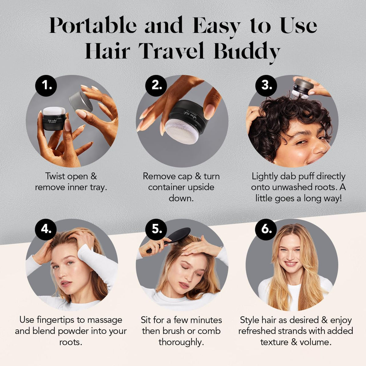 Kitsch application on dark hair root adding instant lift and blend