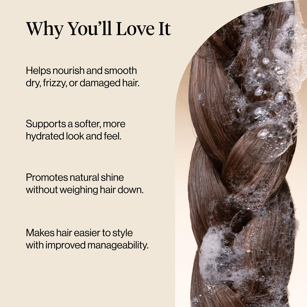 Kitsch applied to wet hair demonstrating detangling and manageability