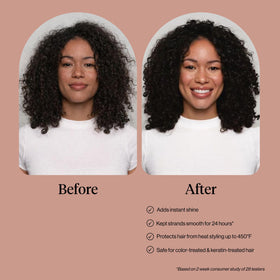 Kitsch serum being applied to damp hair for smoother styling and protection