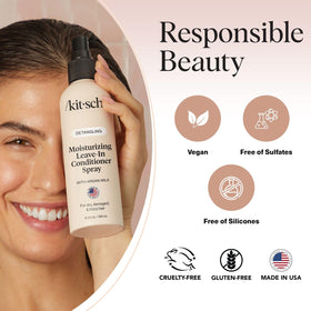 Kitsch label closeup highlighting product name and silicone-free claim