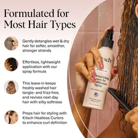 Kitsch detangling spray used on curly hair to reduce knots
