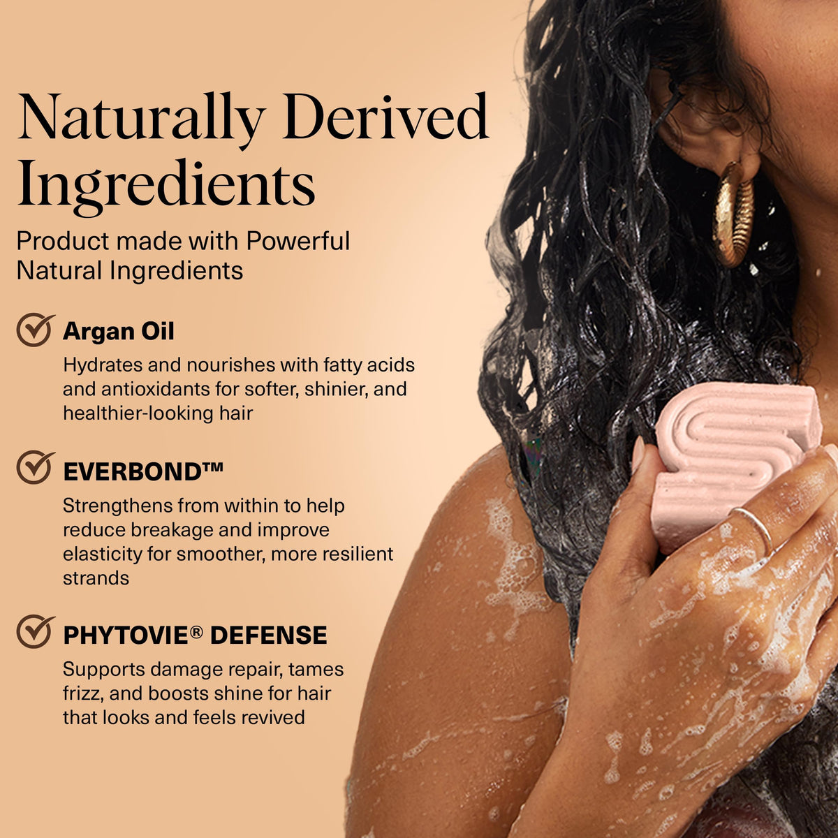 Kitsch shampoo bar producing creamy lather in hand for efficient cleansing