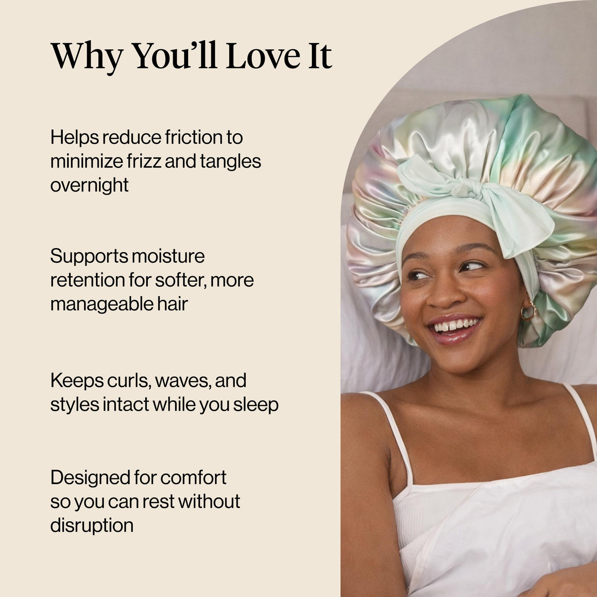 Kitsch Aura worn on model with curly hair to preserve curl definition
