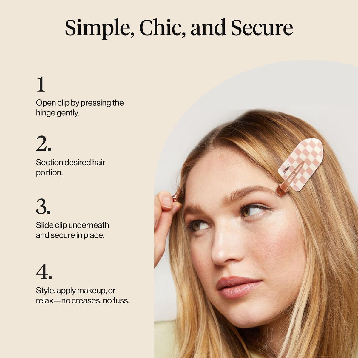 Kitsch pinning bangs back during makeup for clear face and no dent benefit