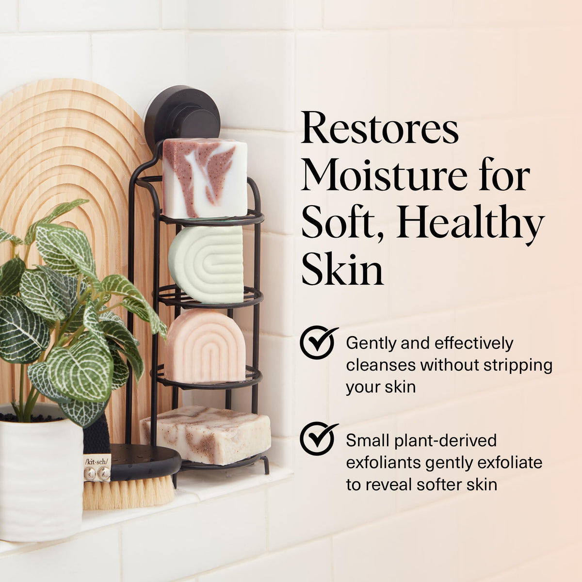 Kitsch close-up of exfoliant texture highlighting gentle polish