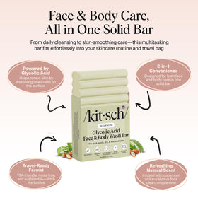Kitsch applying bar to face illustrating mild exfoliation