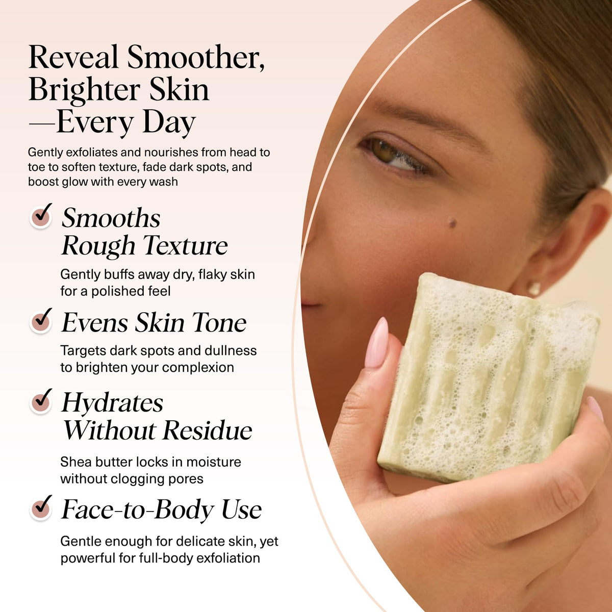 Kitsch lather in hand demonstrating gentle cleansing benefit