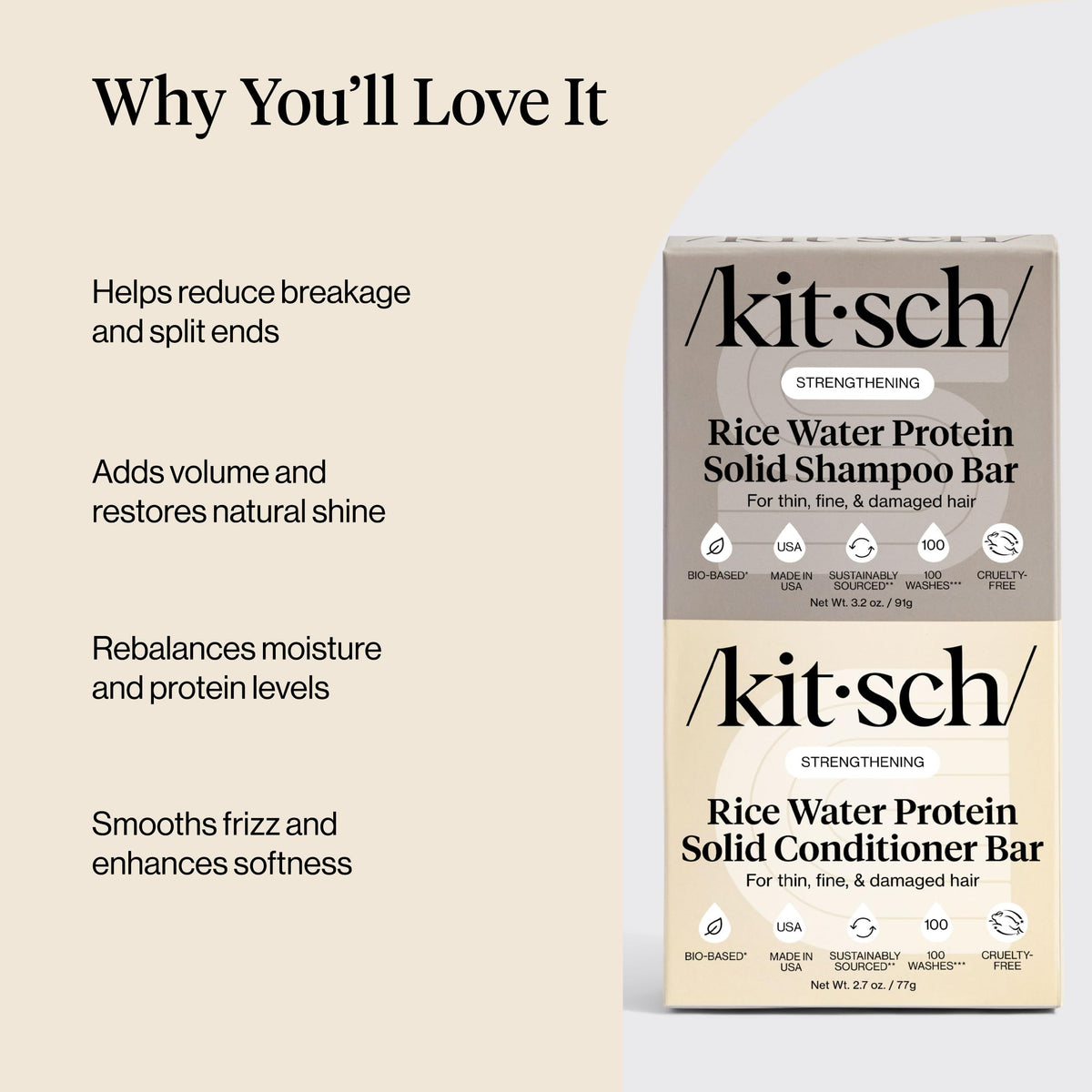 Kitsch solid shampoo and conditioner in a travel tin for easy packing benefits