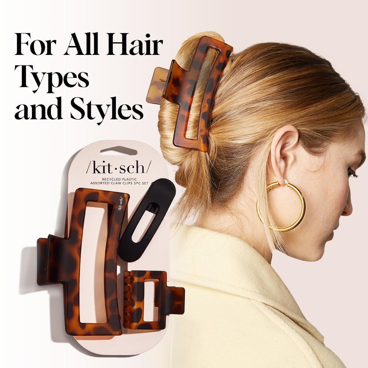 Kitsch clip holding a beach bun showing lightweight, secure styling outdoors
