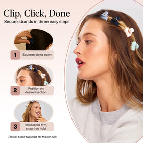 Kitsch clips in a beach purse showing portability and on-the-go styling benefit