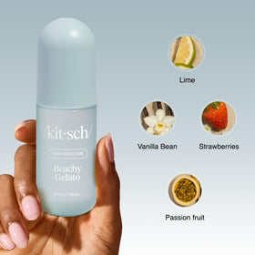 Kitsch being spritzed into hair to refresh second-day strands benefit