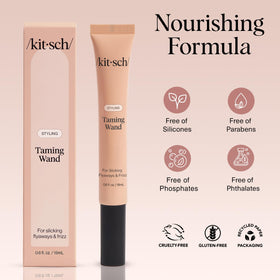 Kitsch before and after flyaway control showing smoother hairline and polish