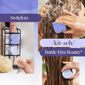 Kitsch before and after toning on blonde ends showing cooler, brighter tone