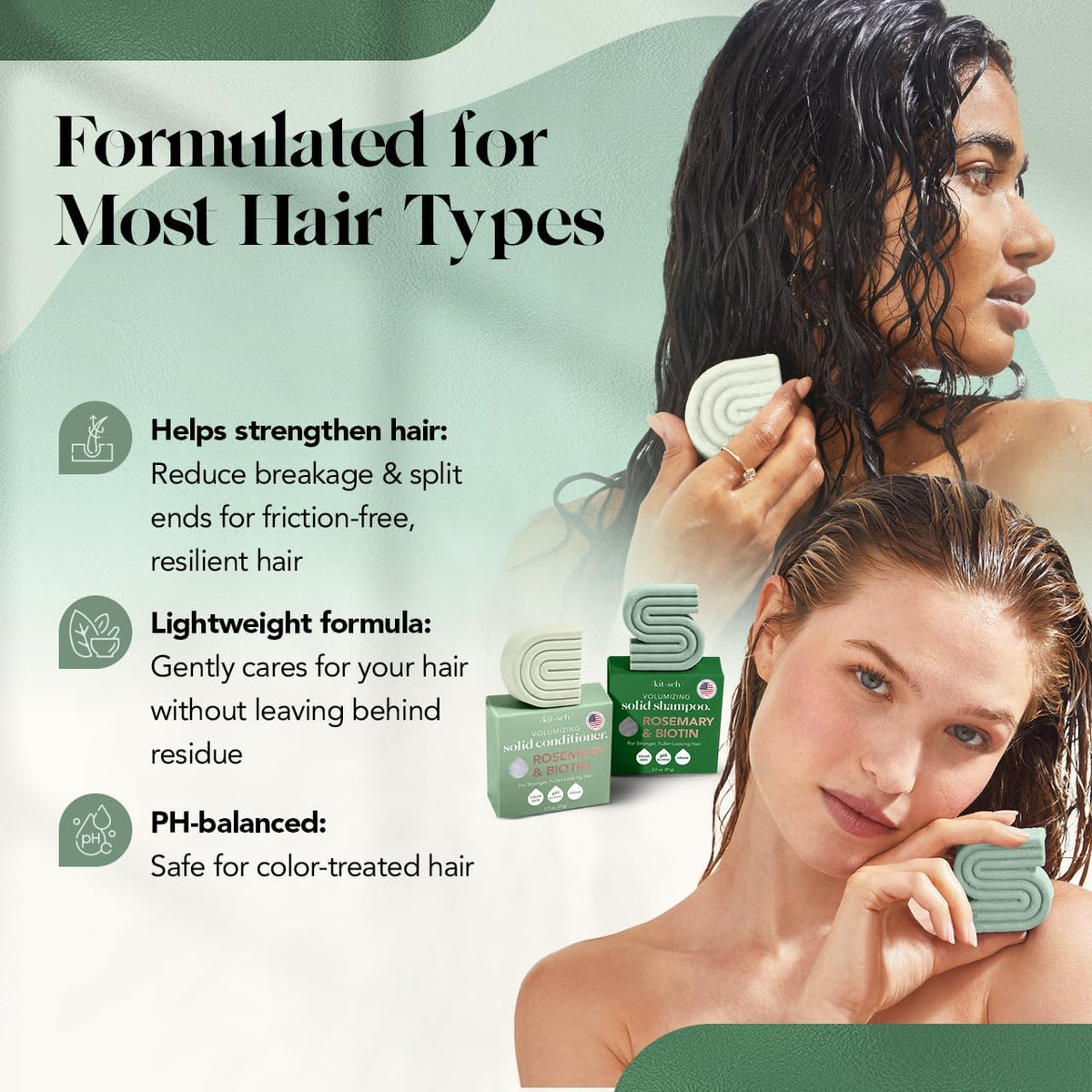 Kitsch before and after hair showing increased volume