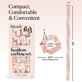 Kitsch before and after heatless curls comparison, demonstrates smoother, styled finish