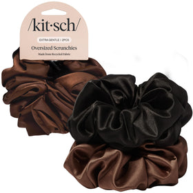 Kitsch black and chocolate scrunchies front view showing color contrast and style