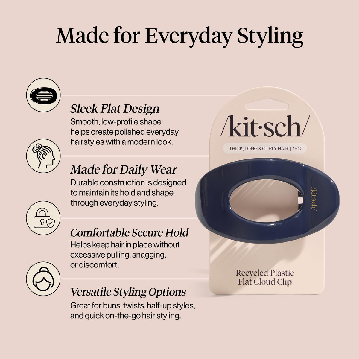 Kitsch clip worn in an elegant updo demonstrating a smooth silhouette