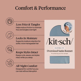 Kitsch bonnet adjustable ties detail for secure, customized overnight fit