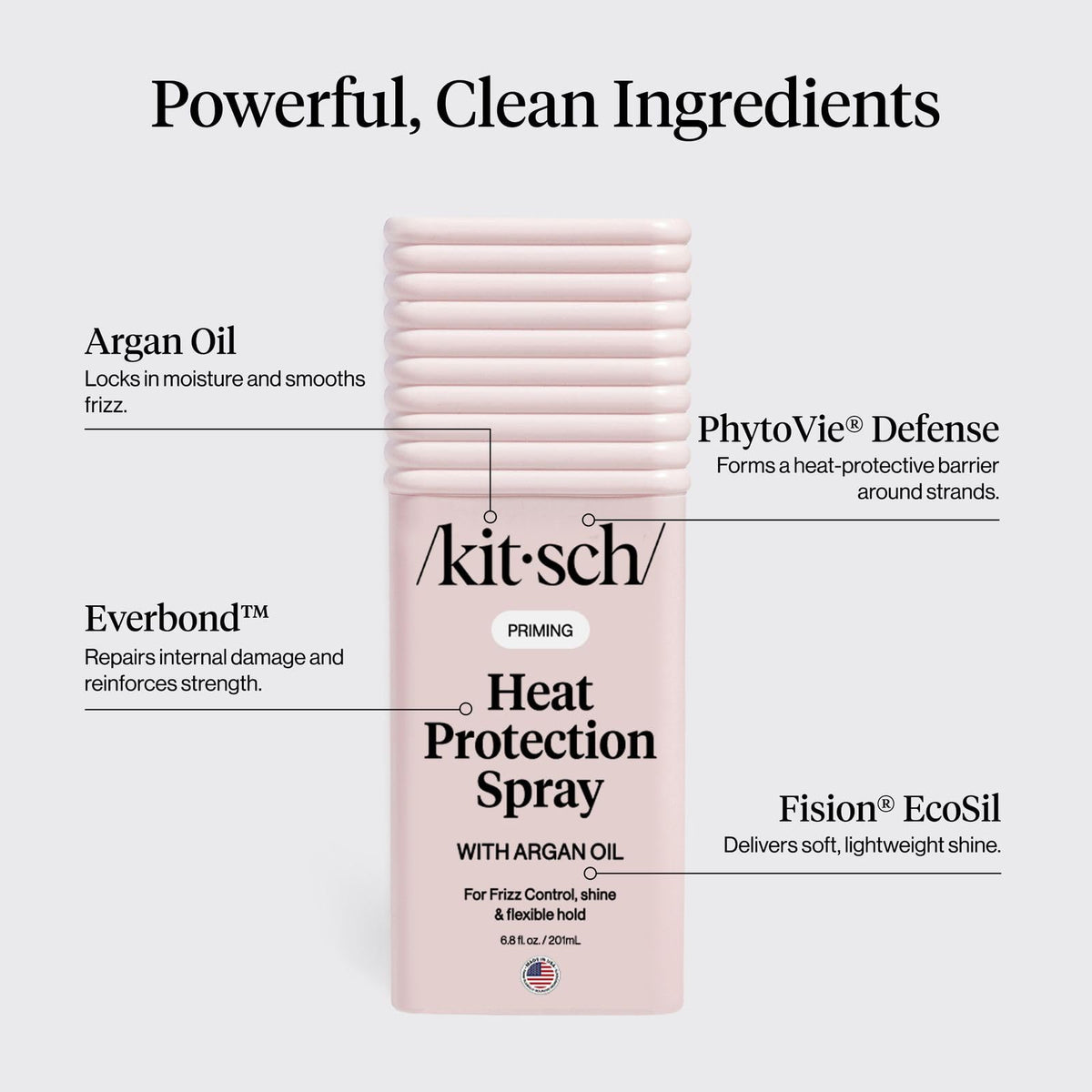 Kitsch bottle label detail showing clean-beauty certifications