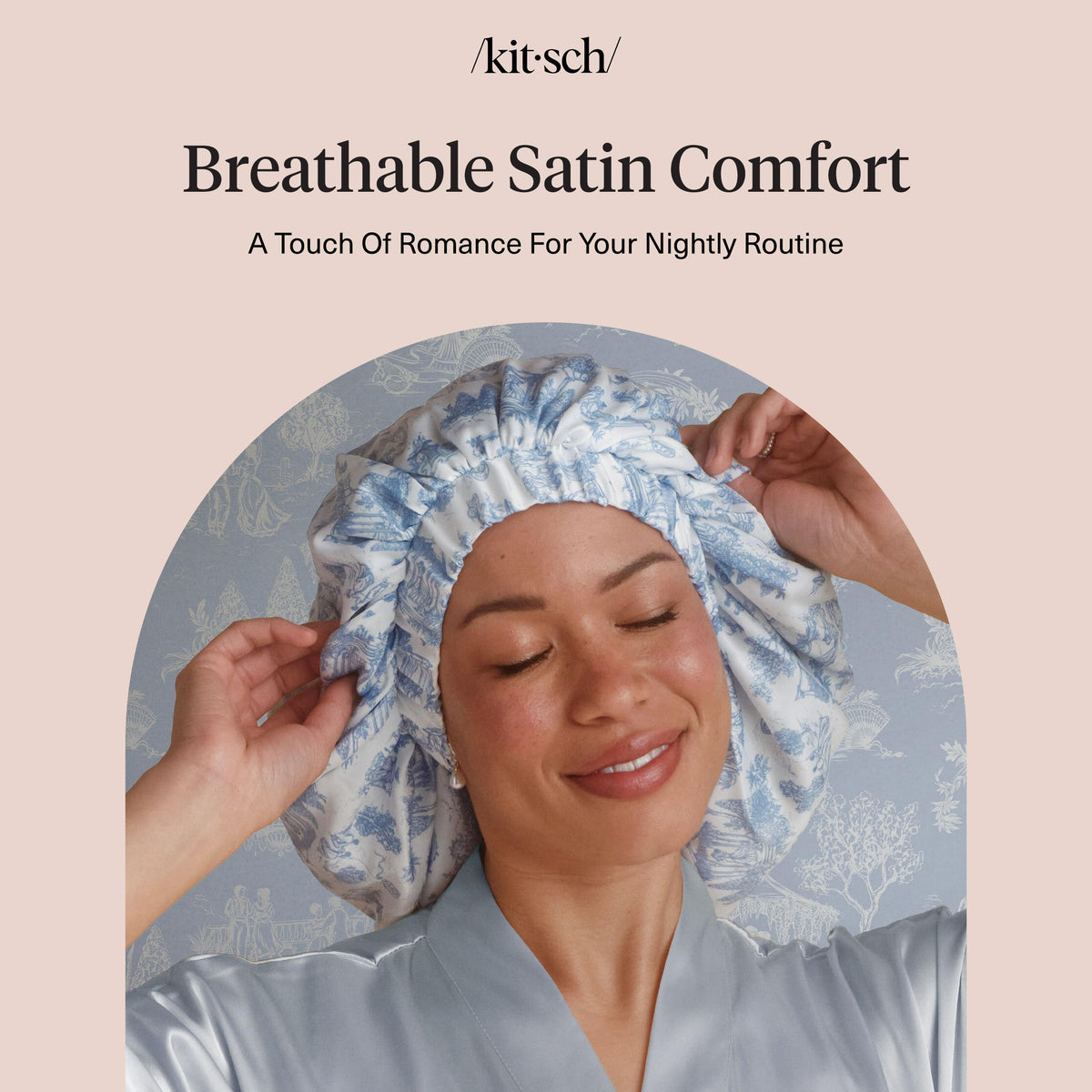 Kitsch Bridgerton bonnet styled on vanity indicating elegance and everyday use