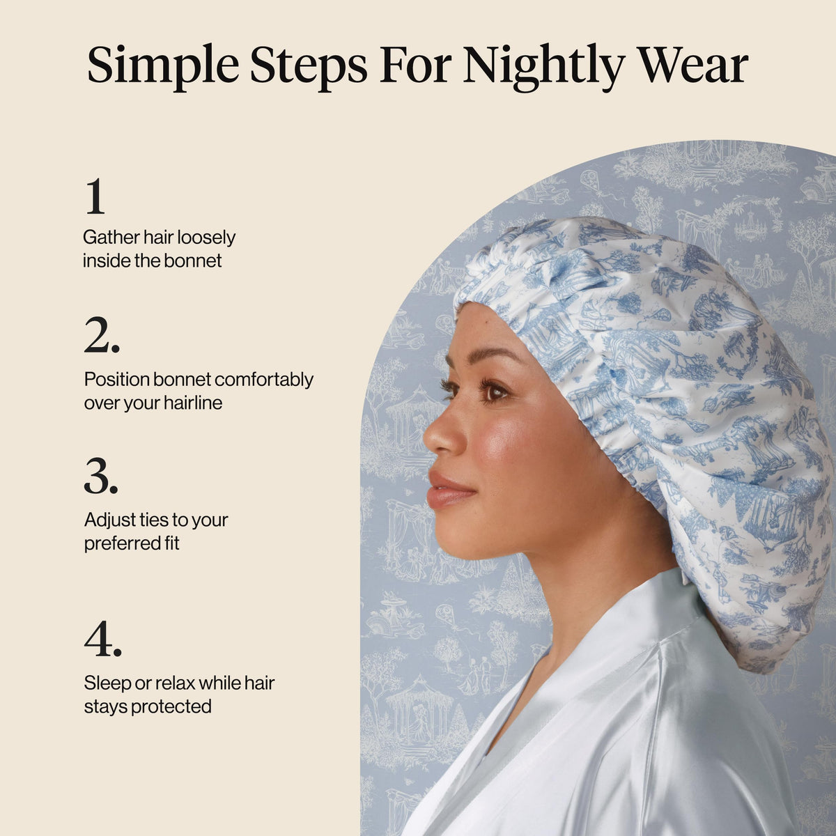 Kitsch Bridgerton bonnet beside hand showing size and ample coverage