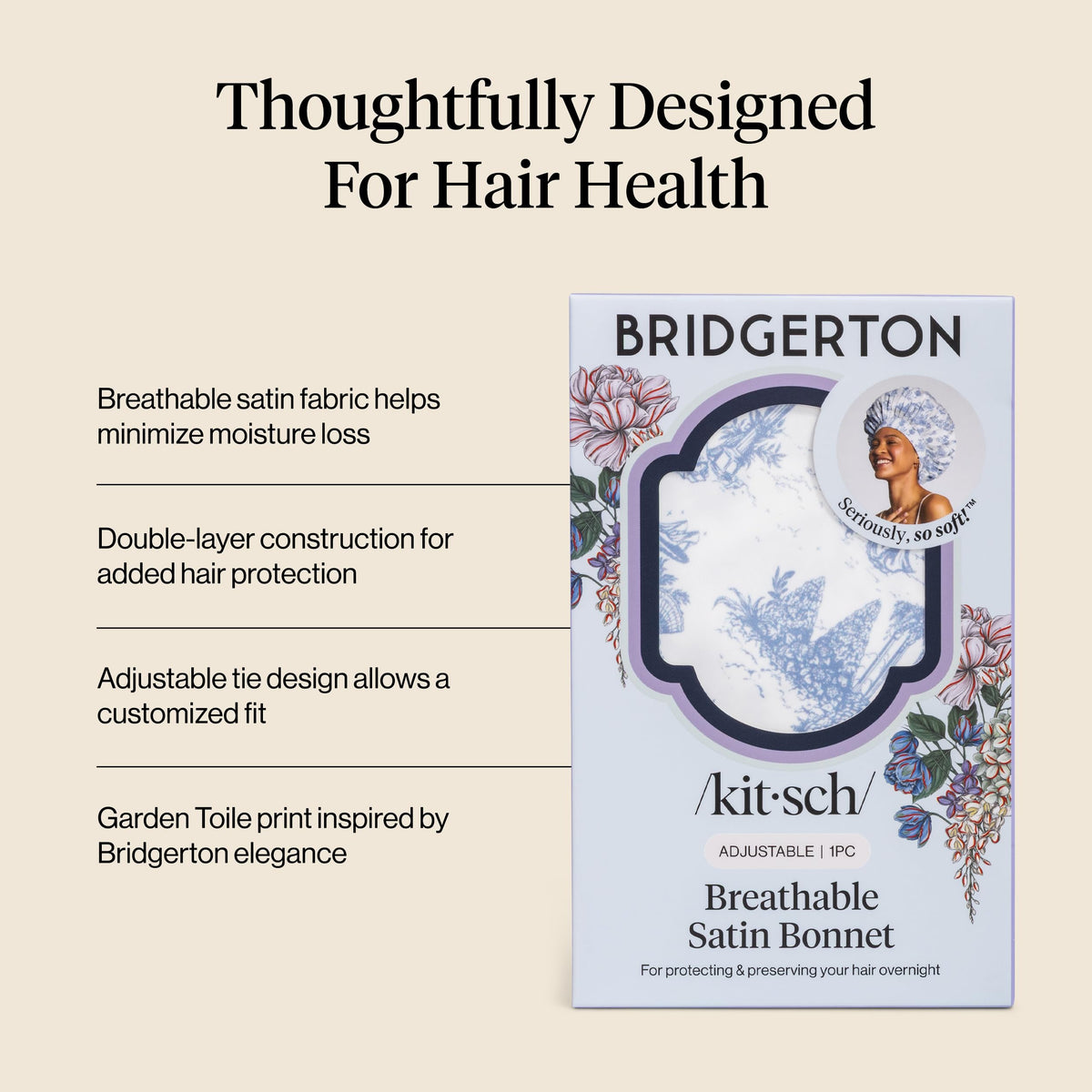 Kitsch Bridgerton adjustable tie band detail offering secure customizable fit