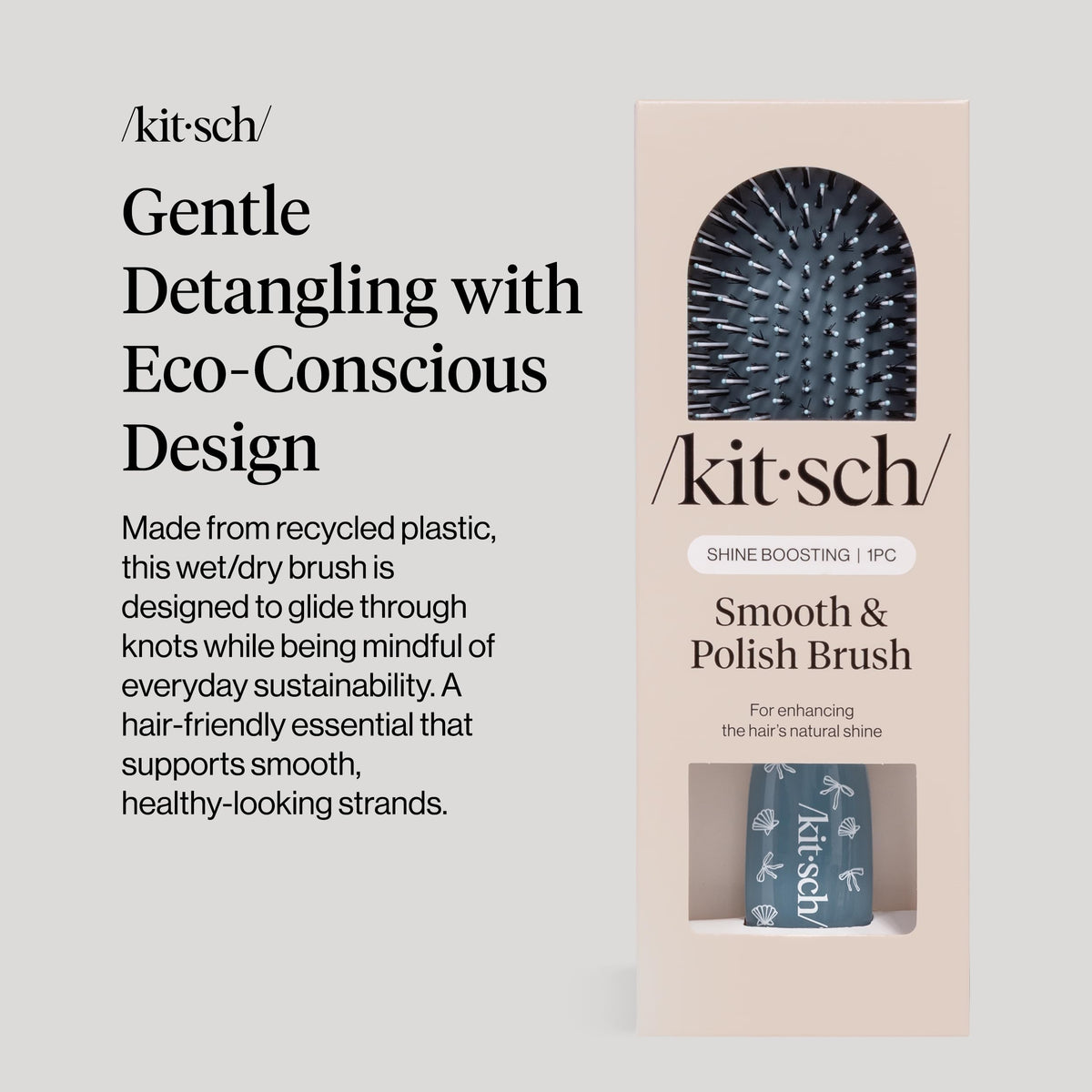 Kitsch dual bristles close-up showing detangling and shine benefit