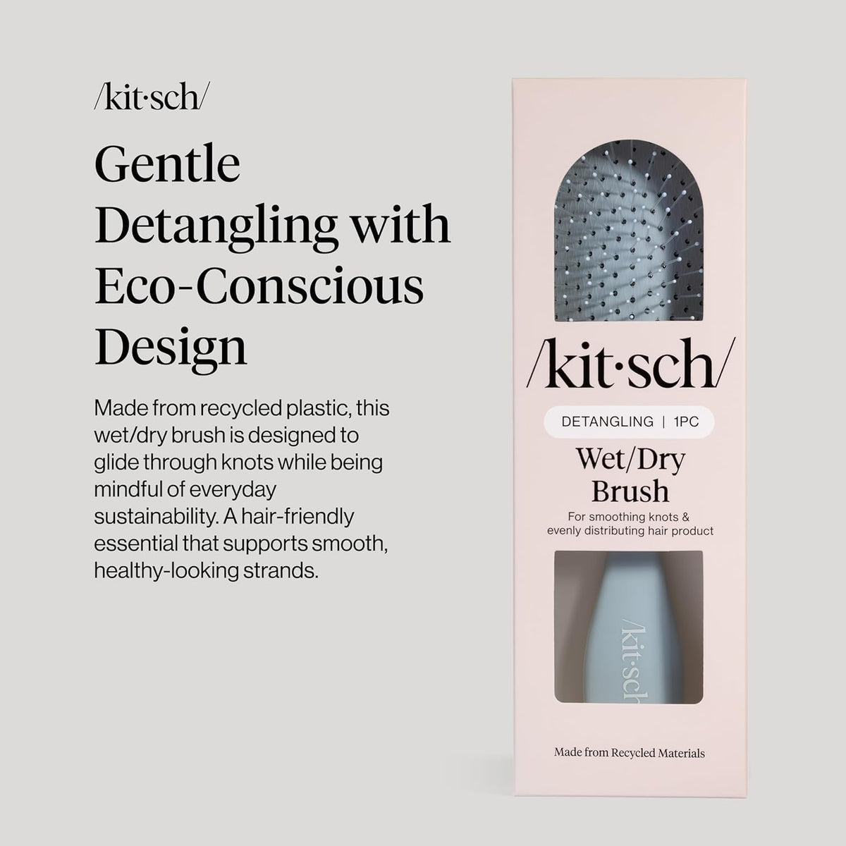 Kitsch close-up of flexible bristle tips, reduces breakage while detangling