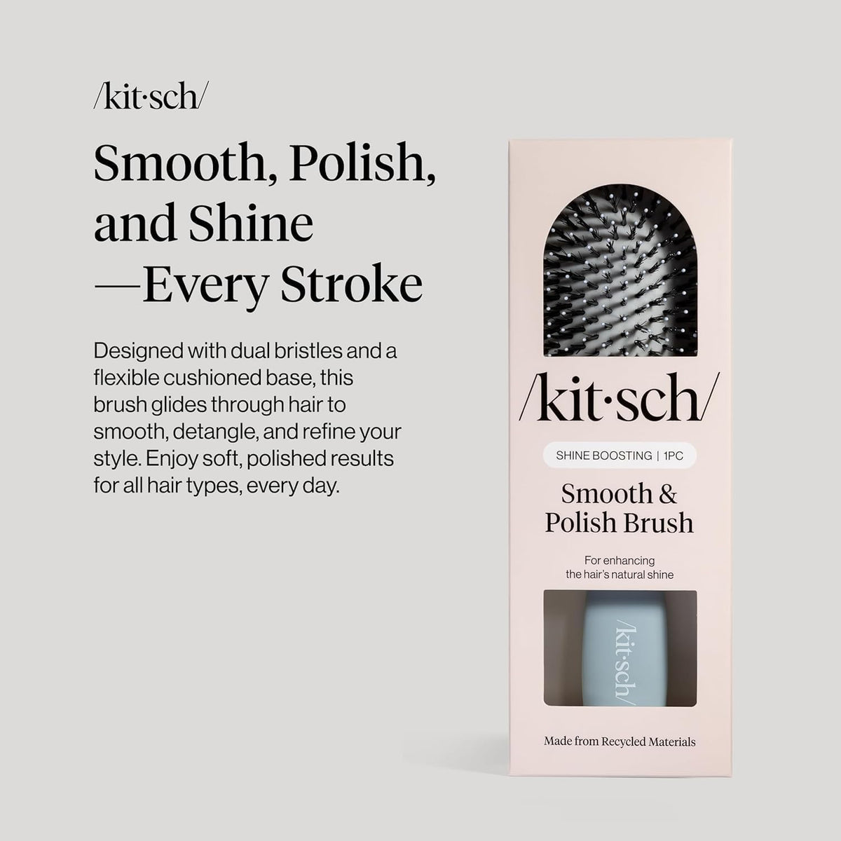 Kitsch close-up of vegan boar and nylon bristles highlighting shine-enhancing texture