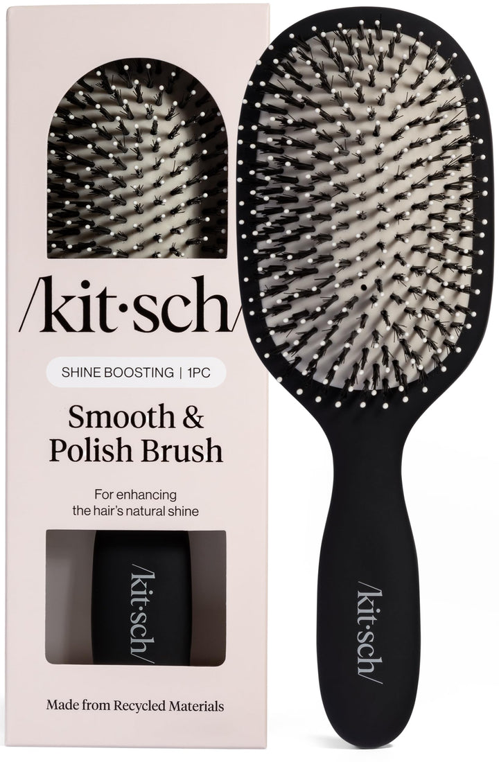Kitsch brush front showing sleek black finish and ergonomic shape for easy styling