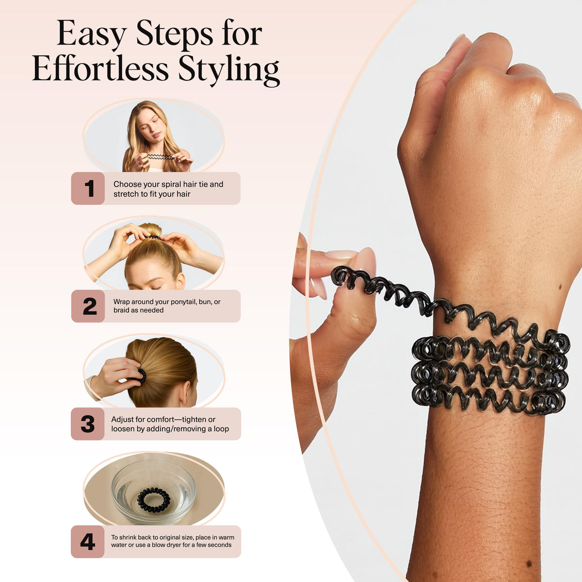 Kitsch securing a sleek bun for strong hold without breakage