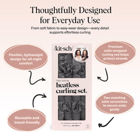 Kitsch matching satin scrunchies detail demonstrating gentle secure hold