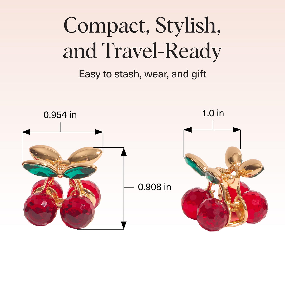Kitsch clip beside a coin illustrating size and travel-friendly compactness