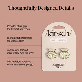 Kitsch clipped in blonde hair demonstrating secure hold and decorative accent