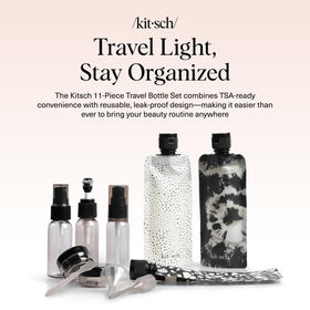 Kitsch clear 1 qt pouch open with bottles inside for quick airport security screening