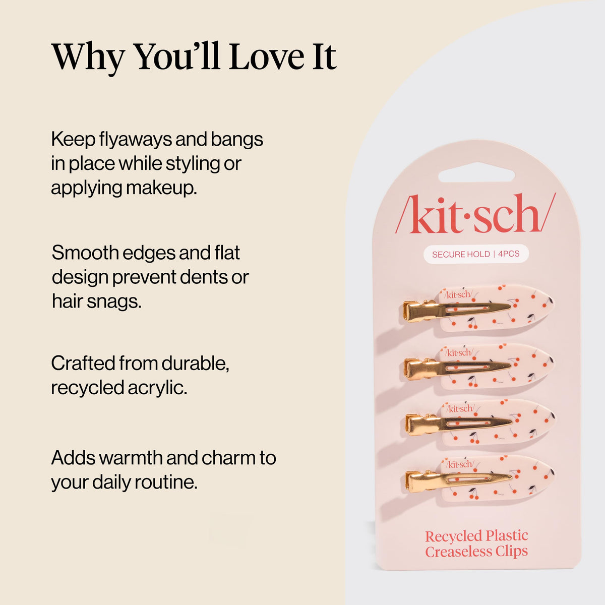 Kitsch clips holding section in hair during blow-dry for even styling