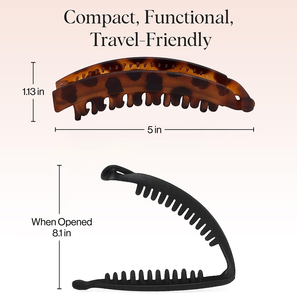 Kitsch banana clip holding a sleek ponytail for quick polished styling