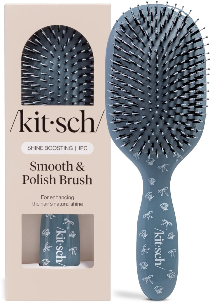 Kitsch brush front view showing coastal blue design and styling benefit