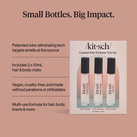 Kitsch Coastal Sorbet bottle close-up featuring coconut-orange scent and beachy vibe