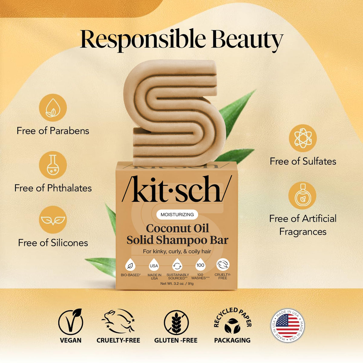 Kitsch coconut oil bar packed in a metal travel tin for leak-free travel benefit