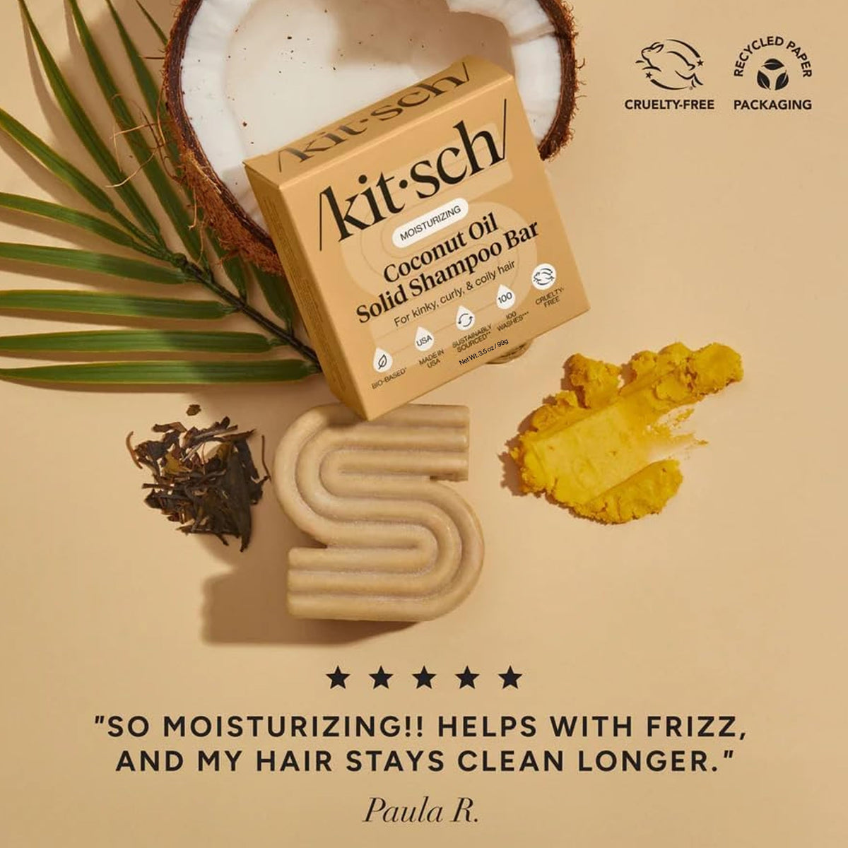 Kitsch shampoo bar placed in shower illustrating everyday use and water-safe bar