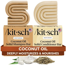 Kitsch front packaging showing both coconut oil solid bars and benefits