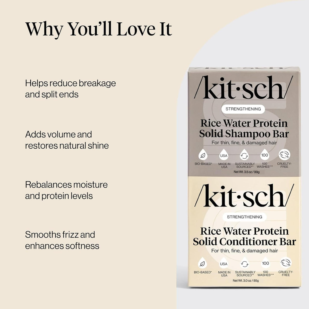 Kitsch conditioner bar being applied to midlengths for smoothness benefit