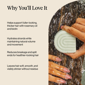 Kitsch close-up of conditioner bar texture highlighting smooth surface and concentrated formula benefits