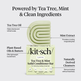 Hand holding Kitsch conditioner bar to show compact travel-friendly size