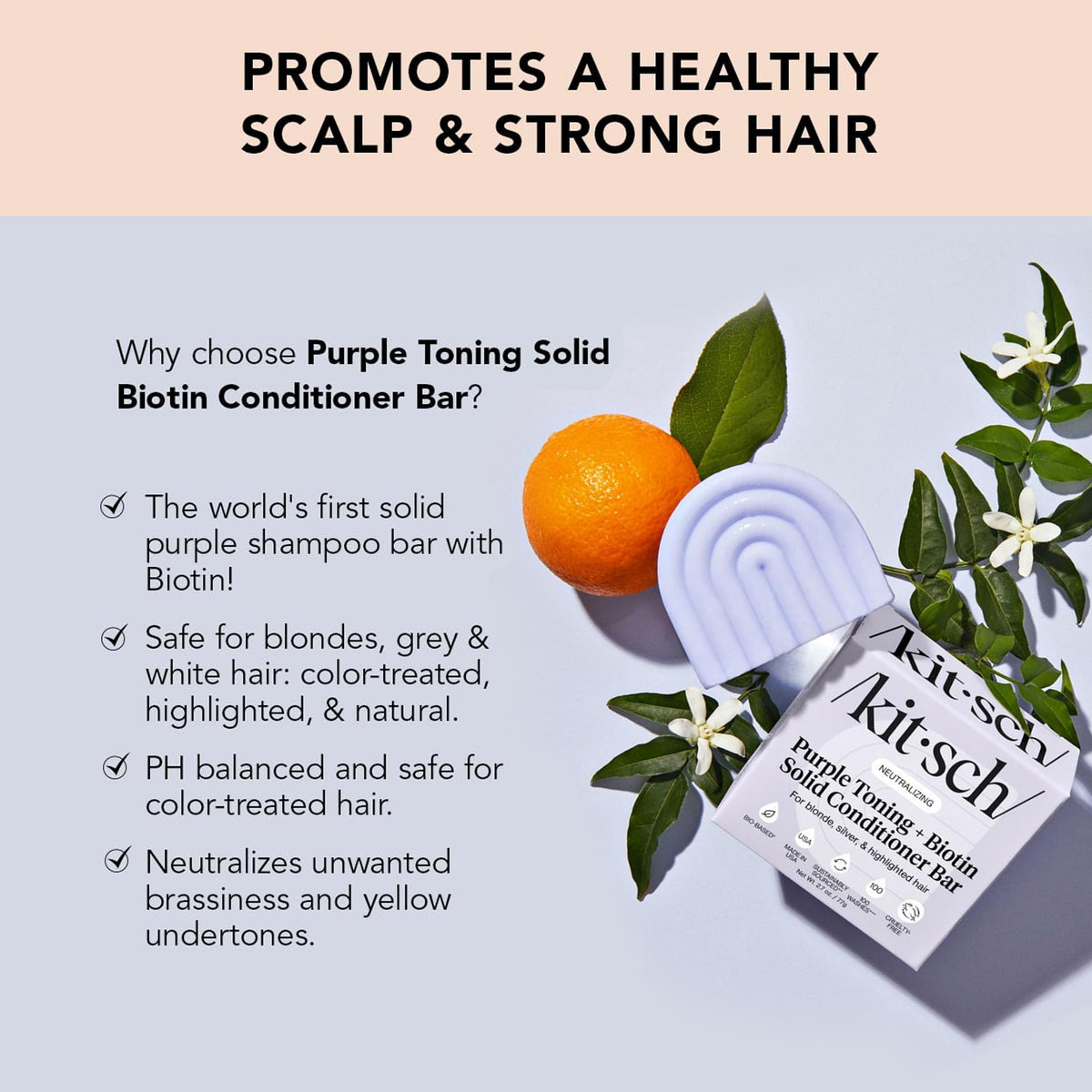 Kitsch conditioner bar in hand showing compact size and travel ease