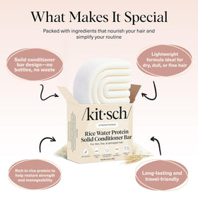 Kitsch conditioner bar being lathered to demonstrate easy application and conditioning