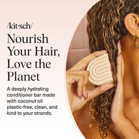 Kitsch conditioner bar styled hair after use showing improved softness