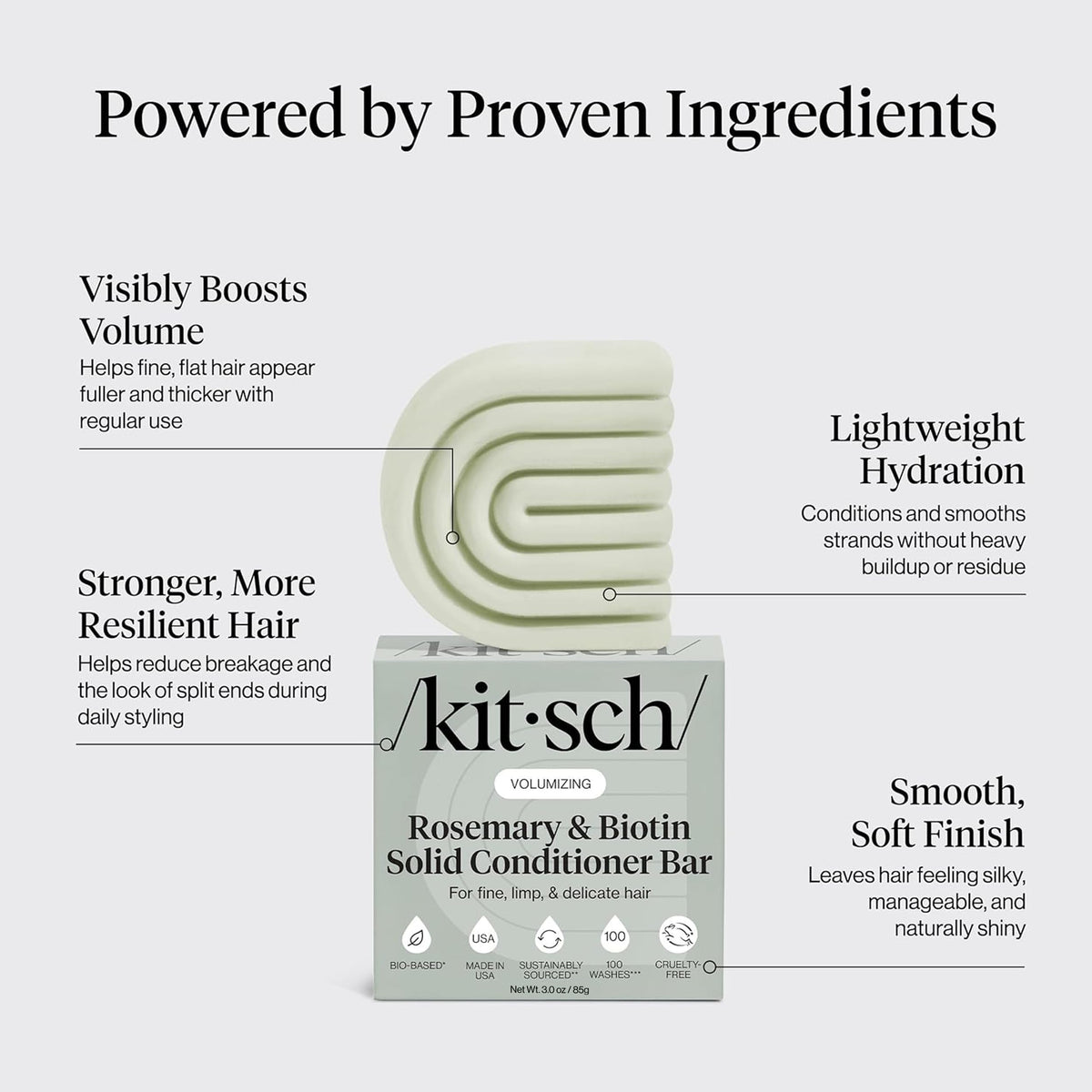 Kitsch conditioner bar in hand demonstrating simple application and convenience